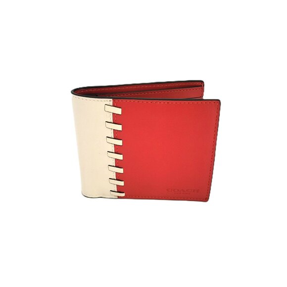 Coach CAX59 3 In 1 Whipstitch Calf Leather Billfold Wallet Sport Red Chalk - Picture 2 of 8